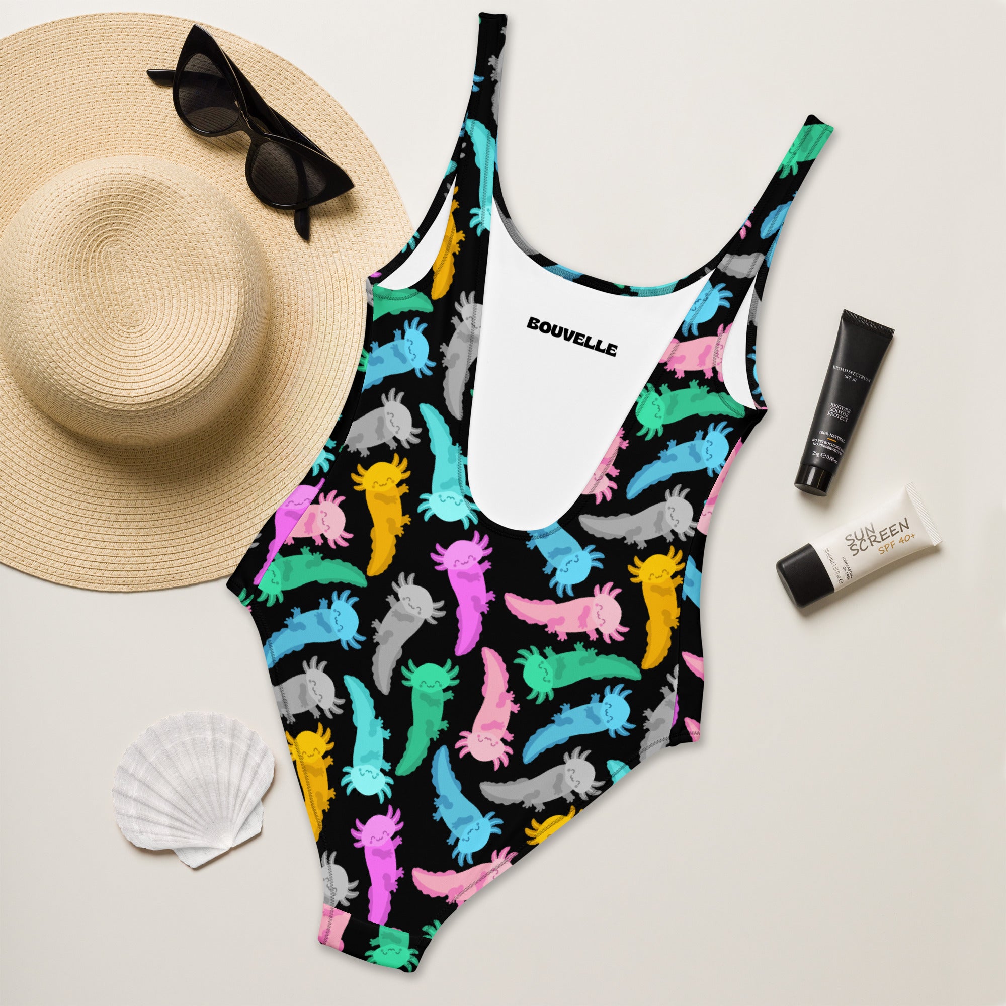Women's Colorful Axolotl Buttery Soft Swimsuit With UPF 50+