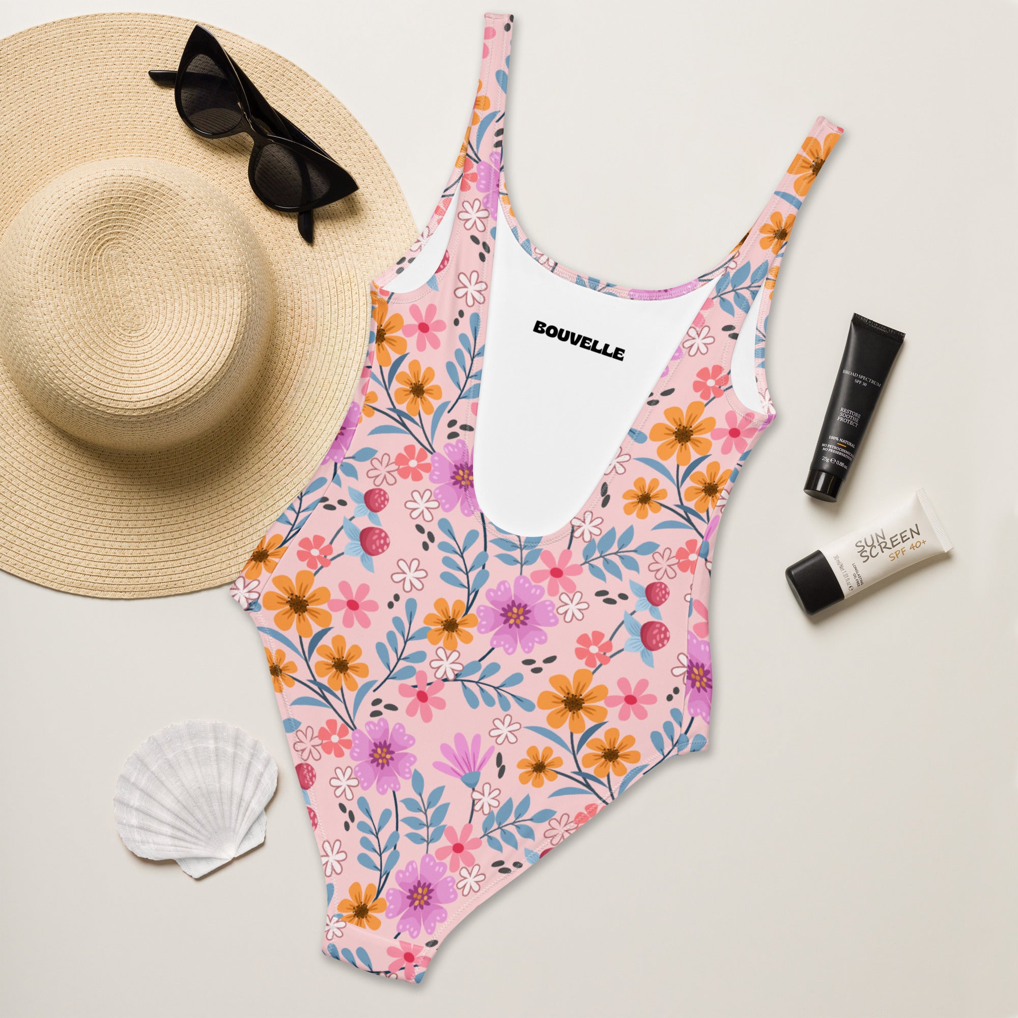 Women's Pink Floral Buttery Soft Swimsuit With UPF 50+