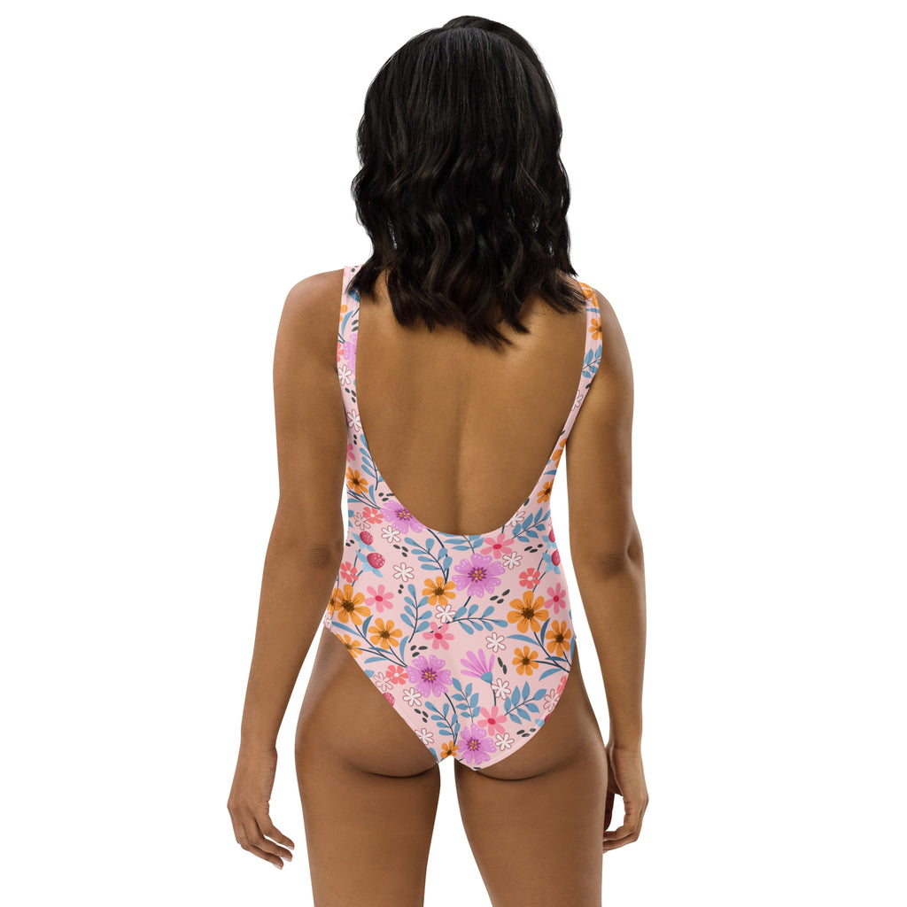 Women's Pink Floral Buttery Soft Swimsuit With UPF 50+