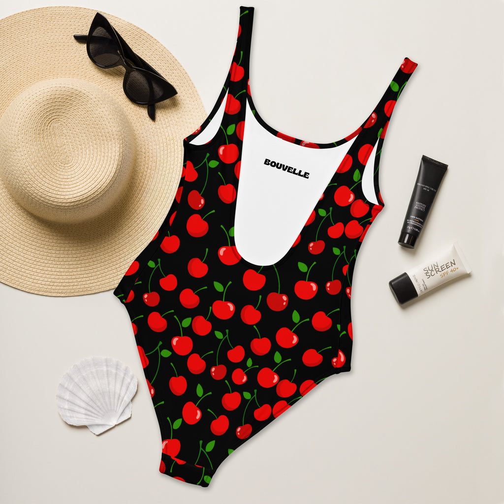 Women's Cherry Print Buttery Soft Swimsuit With UPF 50+