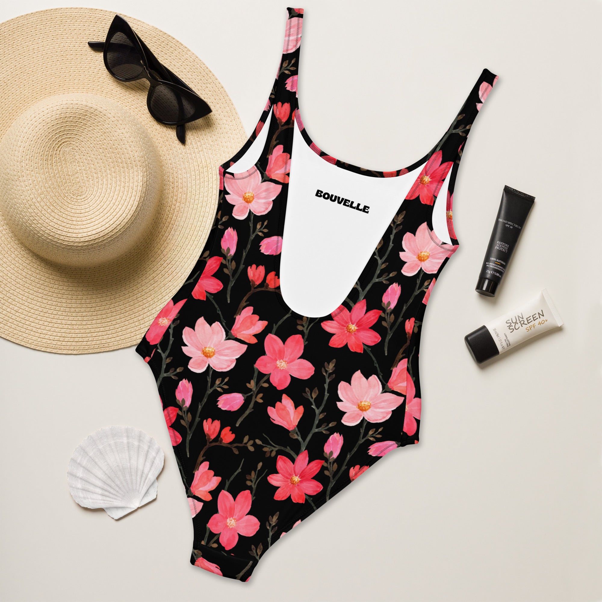 Women's Watercolor Pink Floral Buttery Soft Swimsuit With UPF 50+