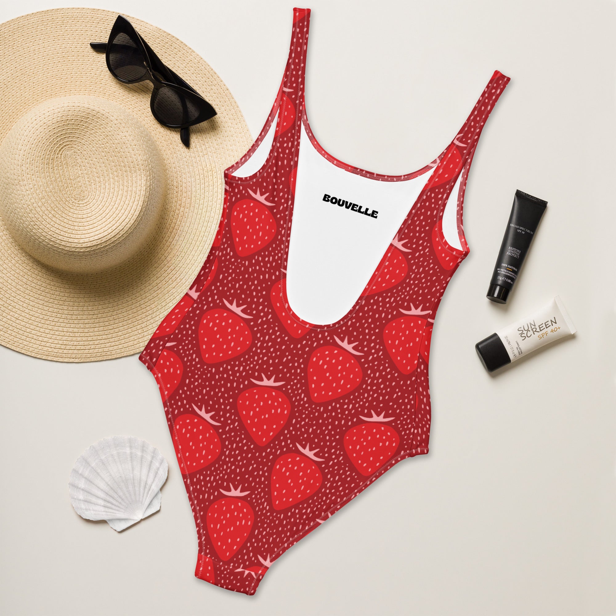 Women's Strawberry Print Buttery Soft Swimsuit With UPF 50+