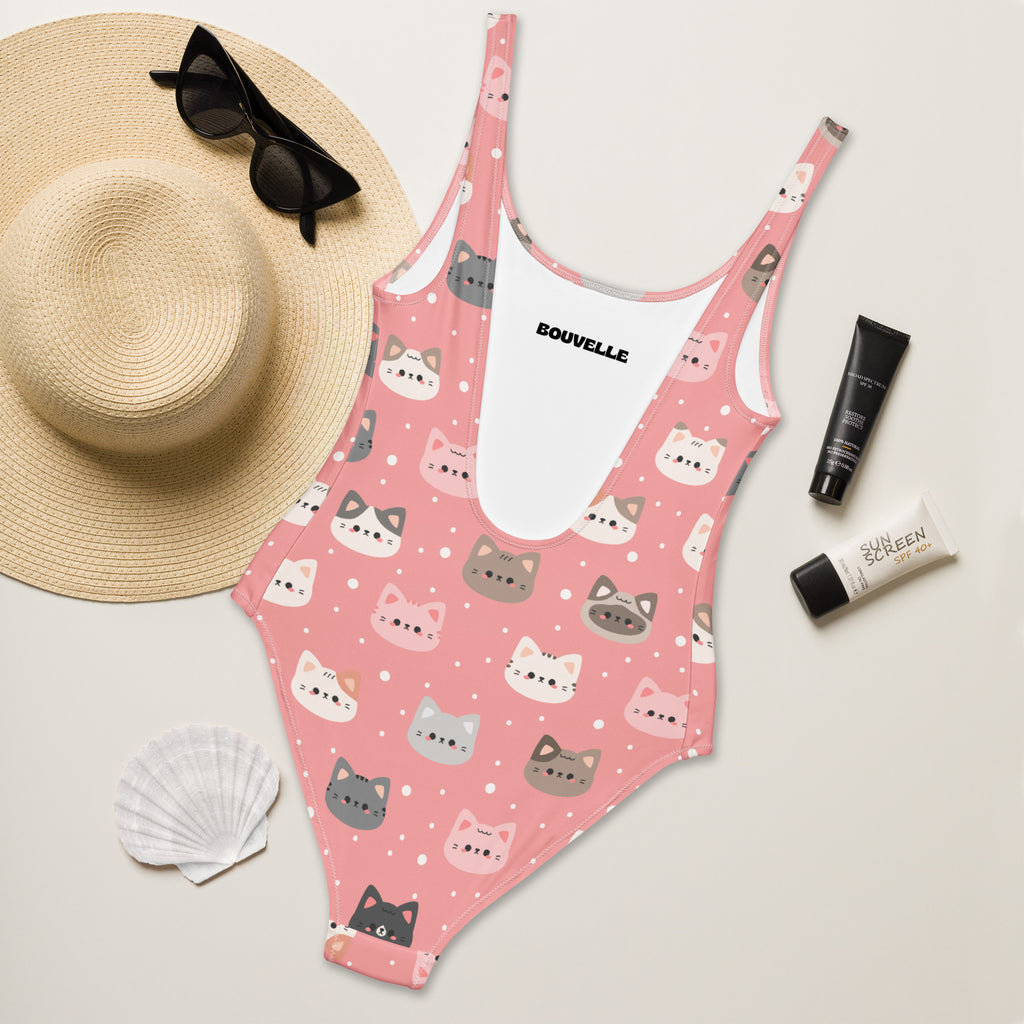 Women's Pink Cat Buttery Soft Swimsuit With UPF 50+