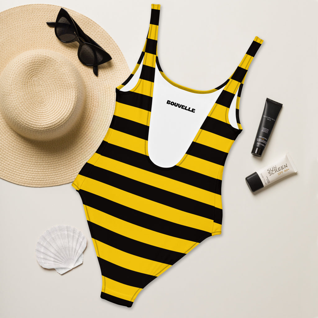 Women's Bumblebee Striped Buttery Soft Swimsuit With UPF 50+