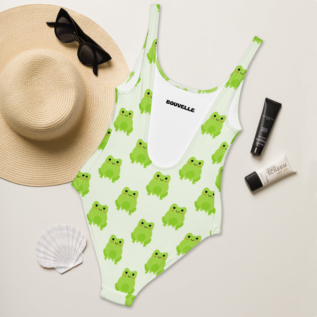 Women's Green Frog Buttery Soft Swimsuit With UPF 50+