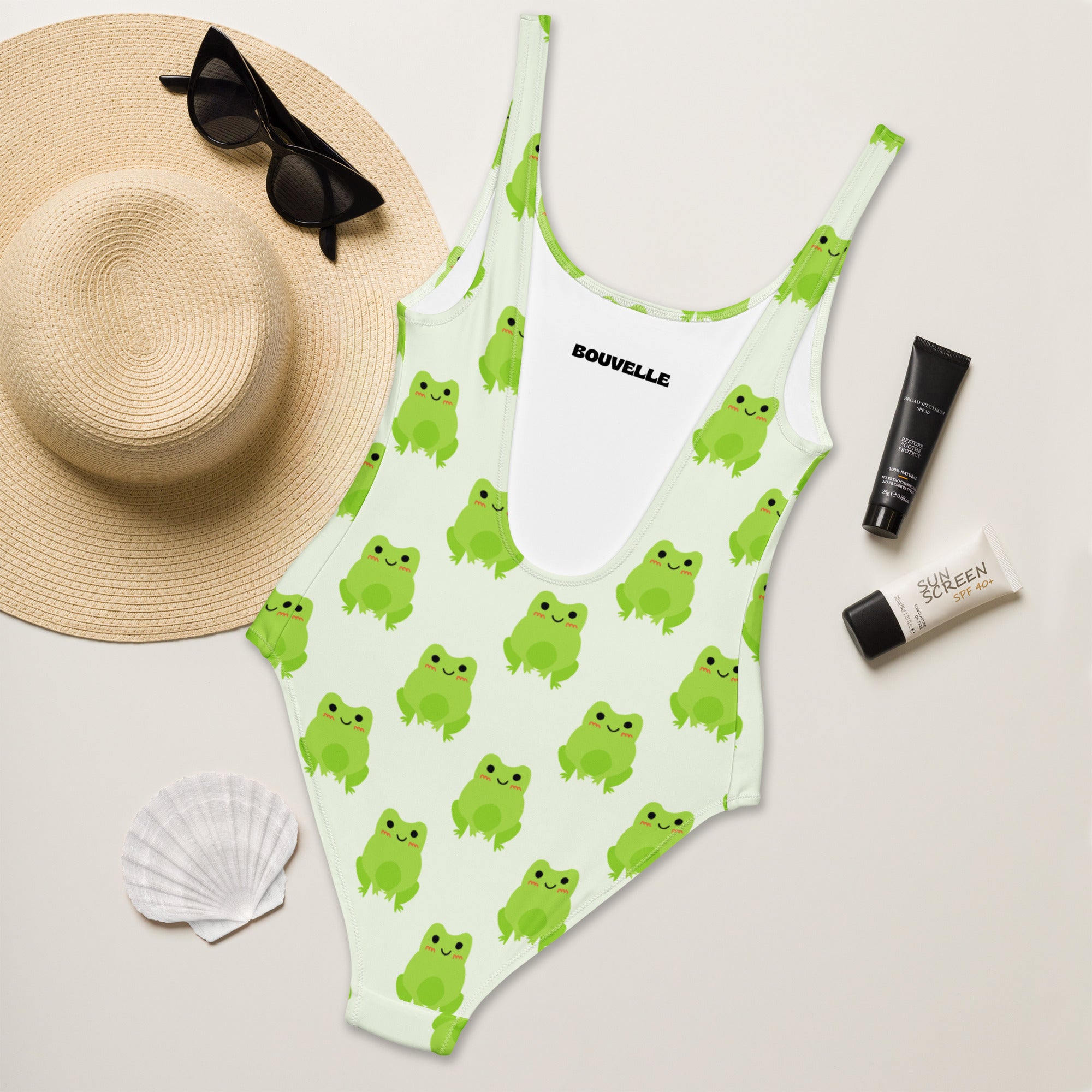Women's Green Frog Buttery Soft Swimsuit With UPF 50+