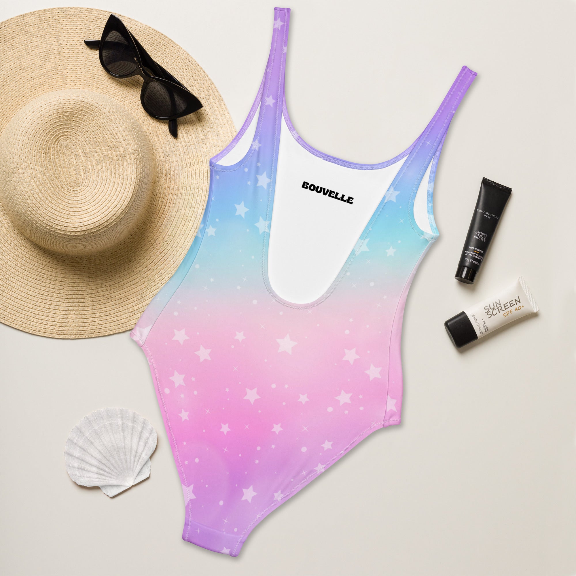Women's Rainbow Stars Buttery Soft Swimsuit With UPF 50+