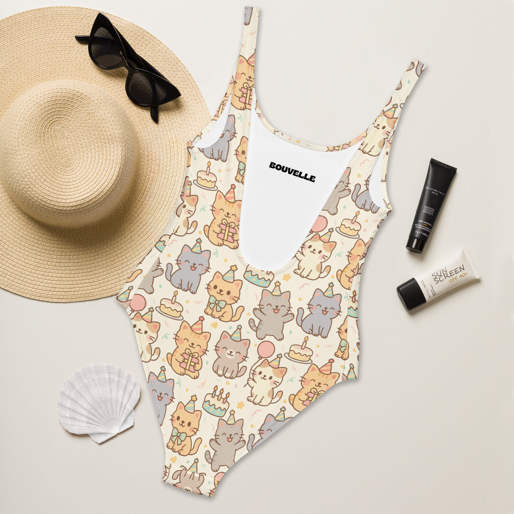 Women's Kitten Birthday Buttery Soft Swimsuit With UPF 50+