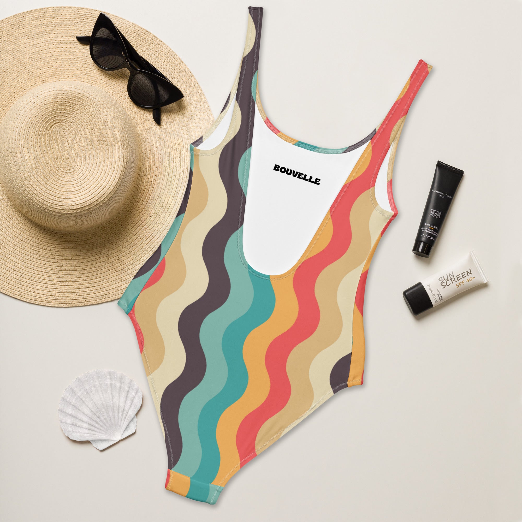 Women's Retro Wave Buttery Soft Swimsuit With UPF 50+