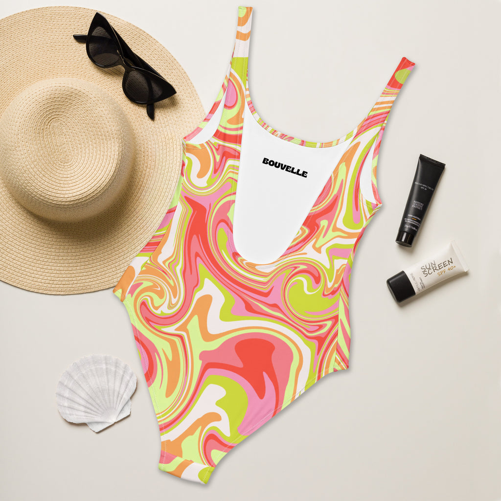 Women's Psychedelic Swirl Buttery Soft Swimsuit With UPF 50+