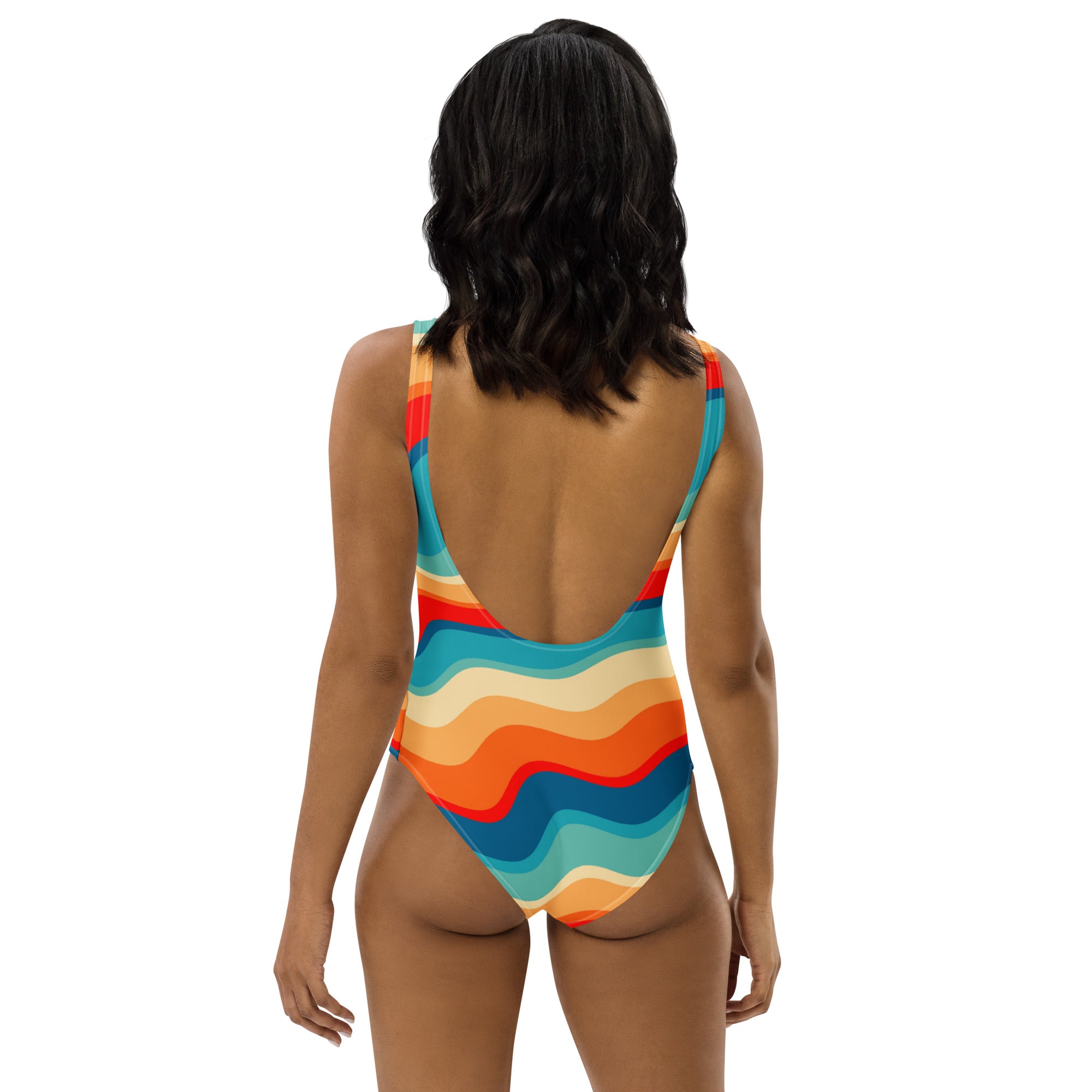 Women's Bright Retro Wave Buttery Soft Swimsuit With UPF 50+