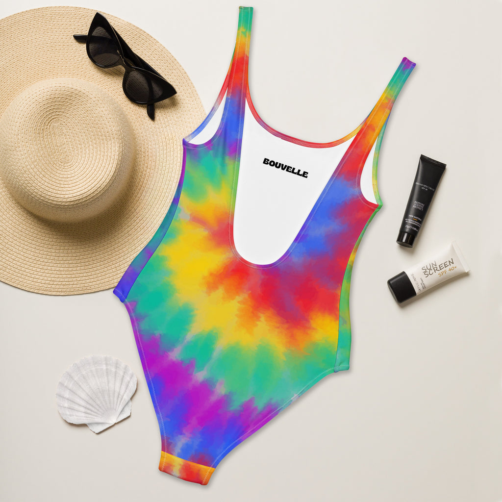 Women's Bright Watercolor Tie Dye Buttery Soft Swimsuit With UPF 50+