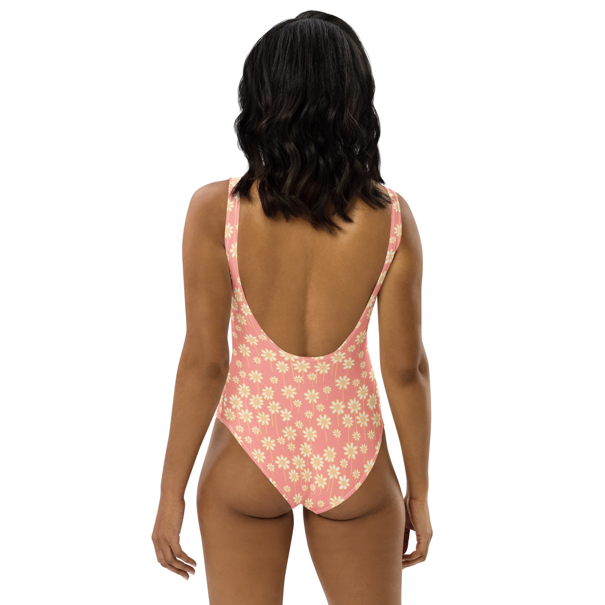 Women's Peach Daisy Buttery Soft Swimsuit With UPF 50+
