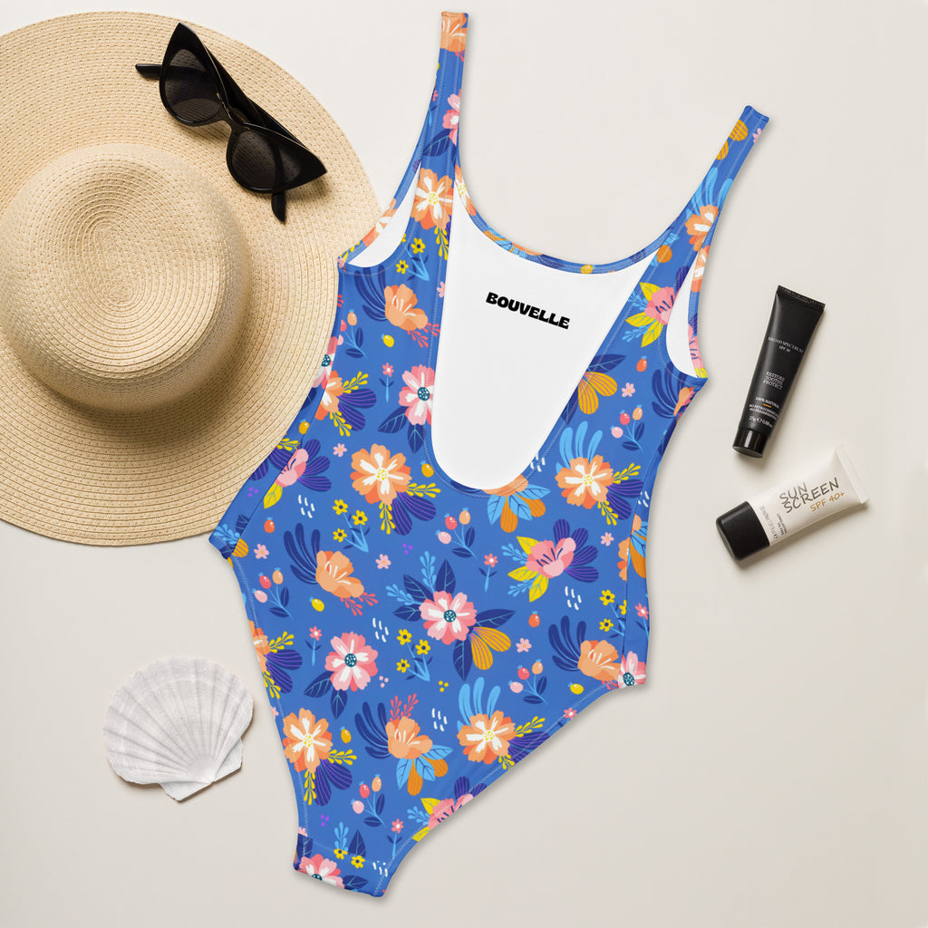 Women's Botanical Blue Floral Buttery Soft Swimsuit With UPF 50+