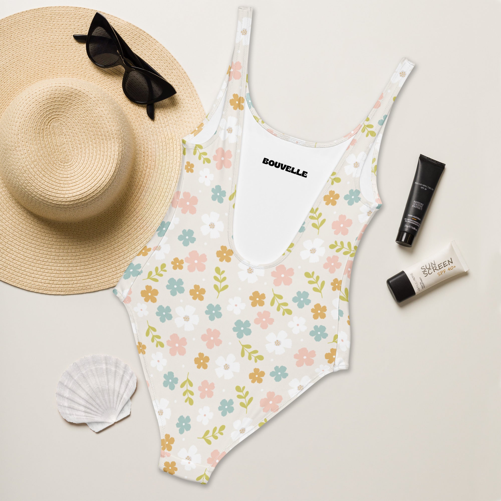 Women's Pastel Floral Print Buttery Soft Swimsuit With UPF 50+