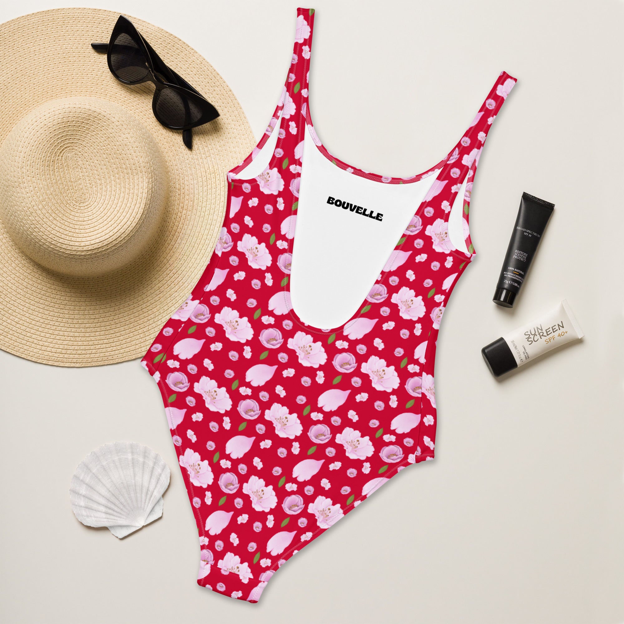 Women's Bright Pink Cherry Blossom Buttery Soft Swimsuit With UPF 50+