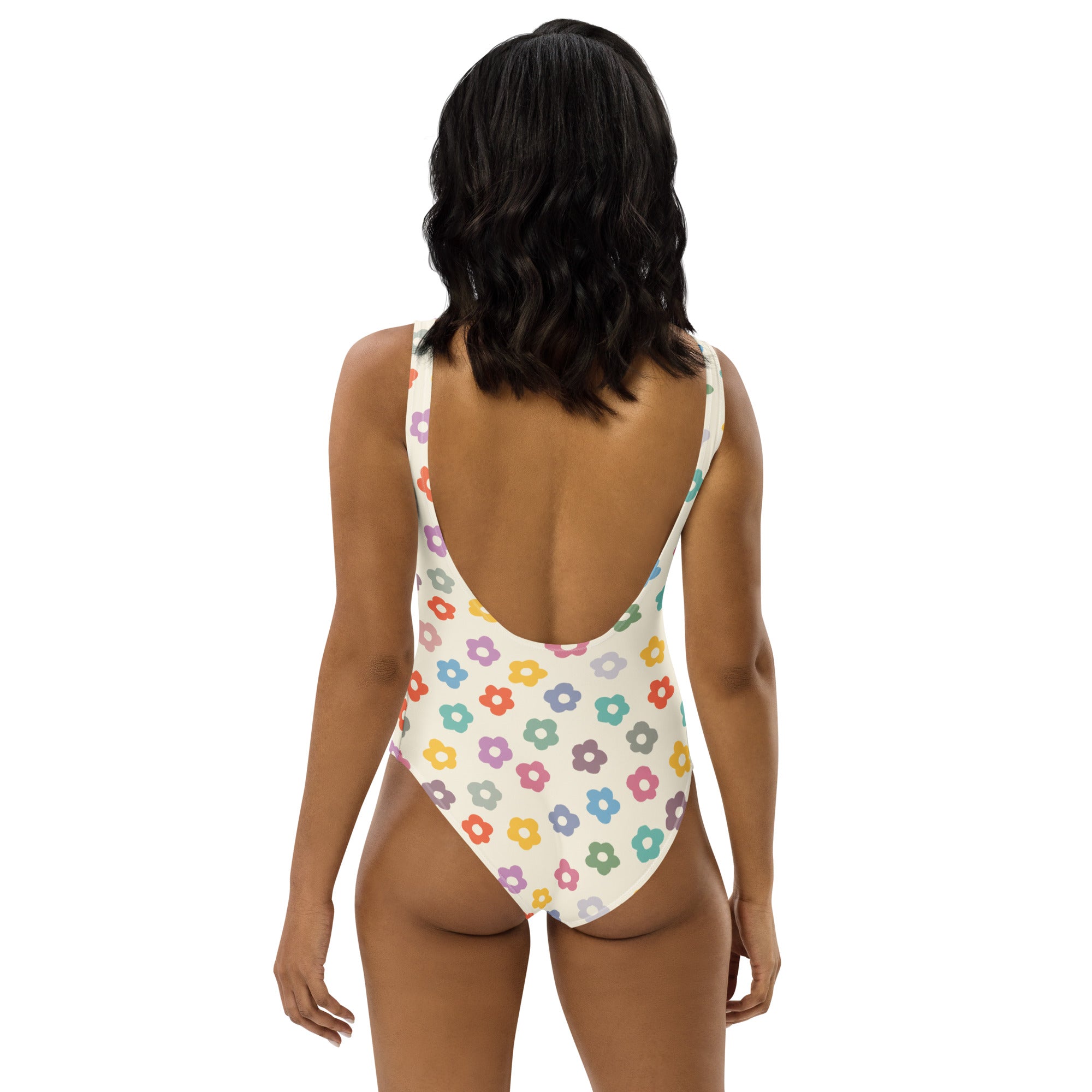 Women's Rainbow Retro Daisy Buttery Soft Swimsuit With UPF 50+