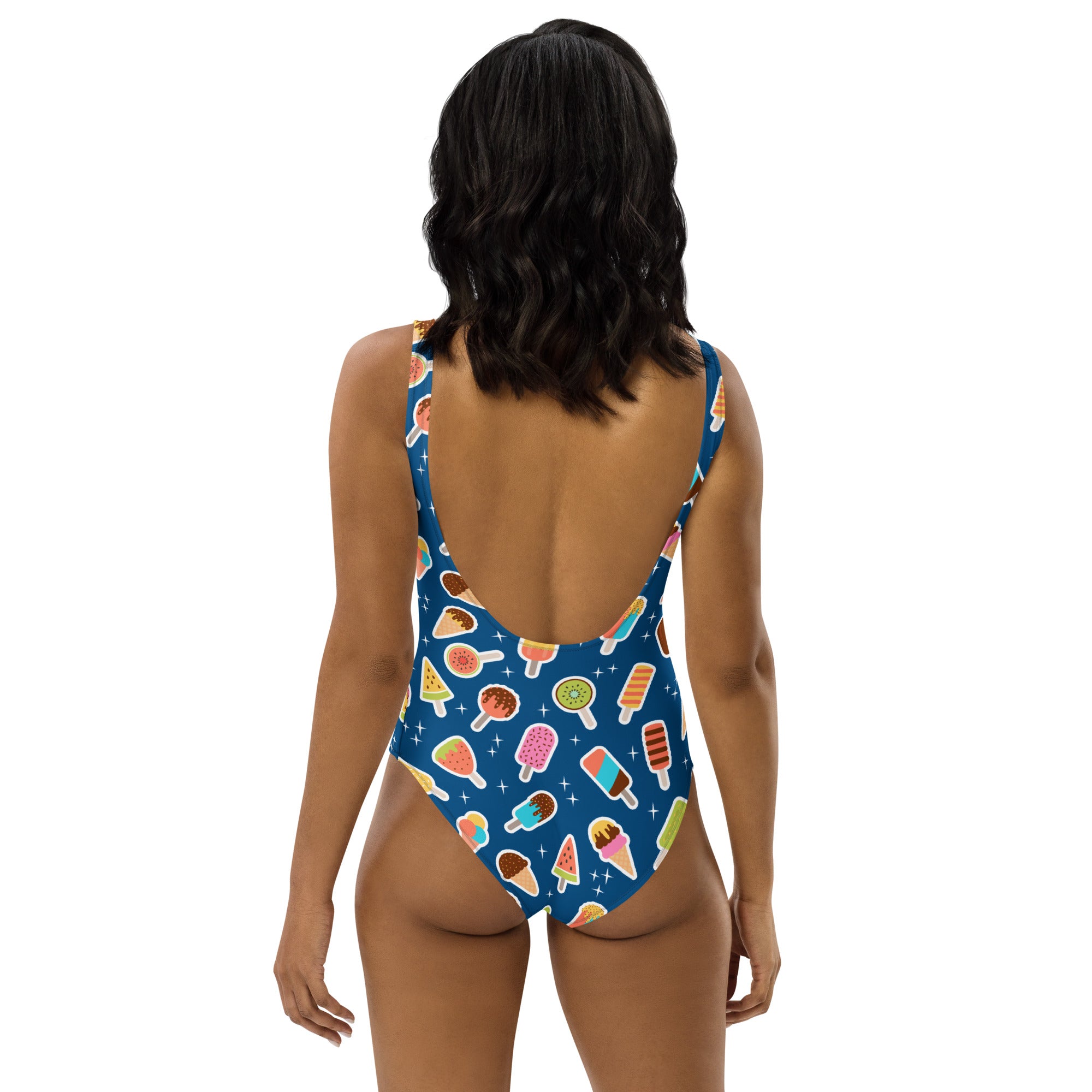 Women's Blue Ice Cream Popsicle Buttery Soft Swimsuit With UPF 50+