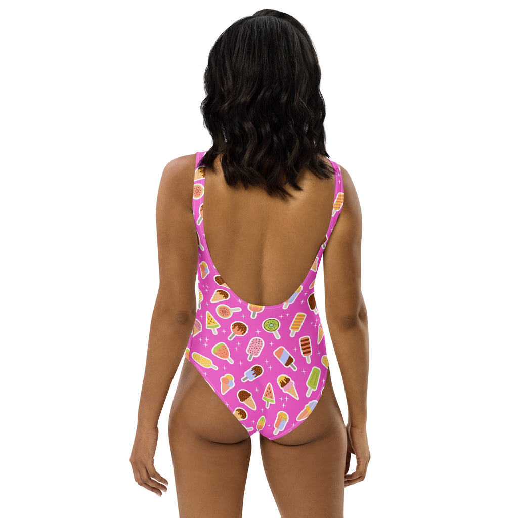 Women's Pink Ice Cream Popsicle Buttery Soft Swimsuit With UPF 50+