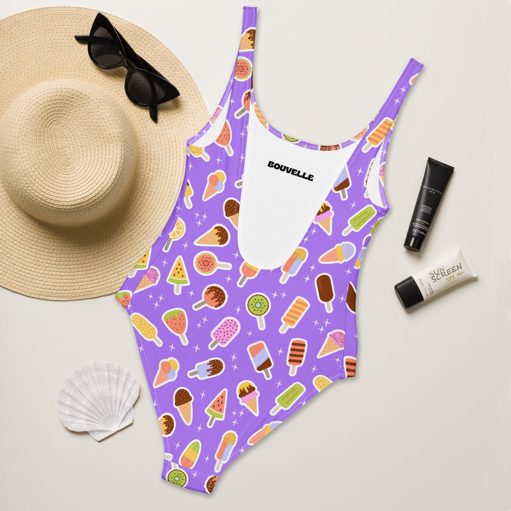 Women's Purple Ice Cream Popsicle Buttery Soft Swimsuit With UPF 50+