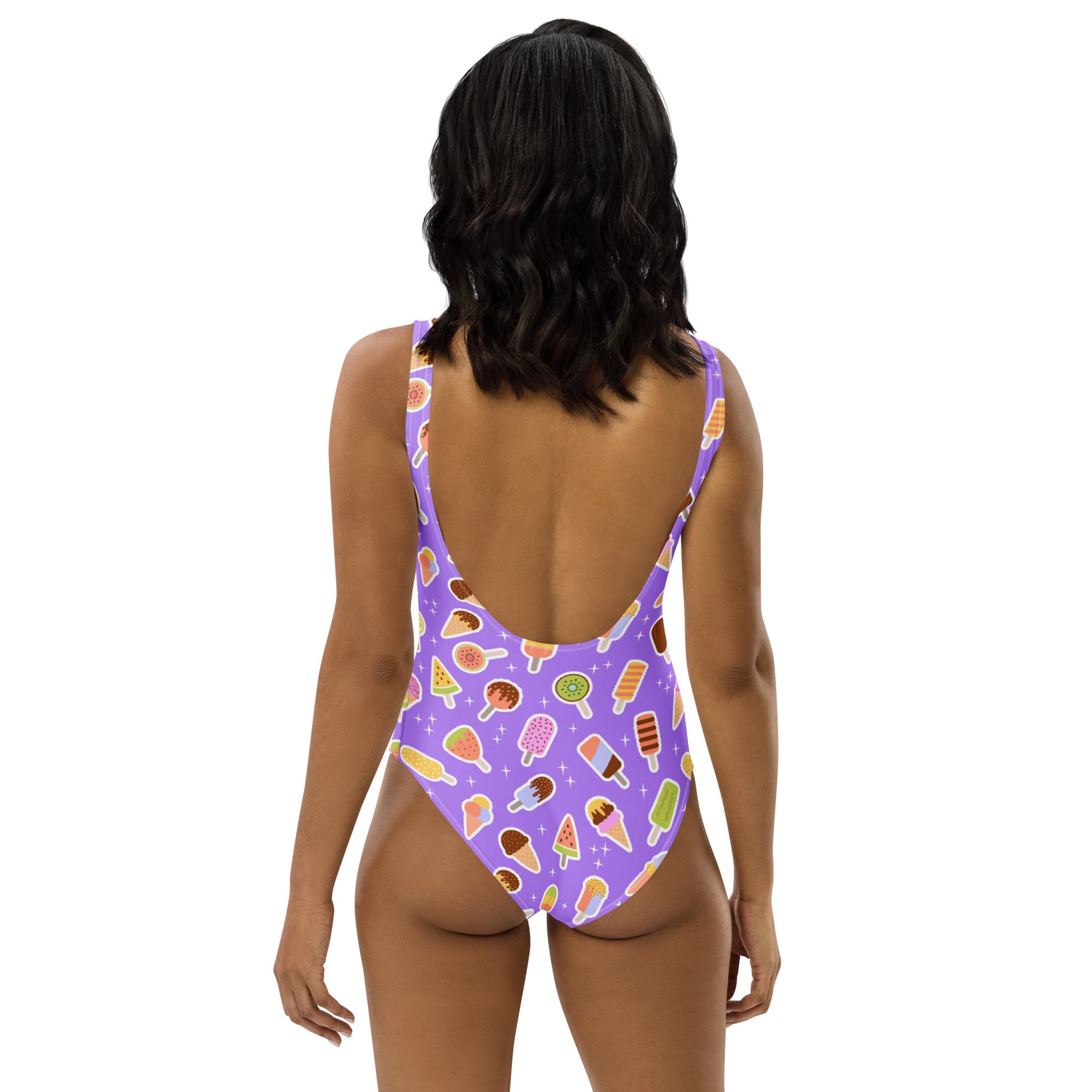 Women's Purple Ice Cream Popsicle Buttery Soft Swimsuit With UPF 50+
