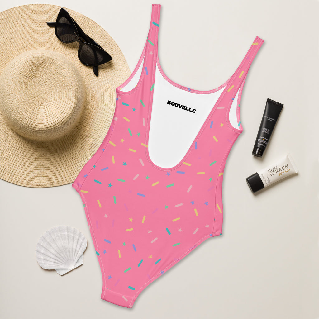 Women's Pink Sprinkle Confetti Buttery Soft Swimsuit With UPF 50+