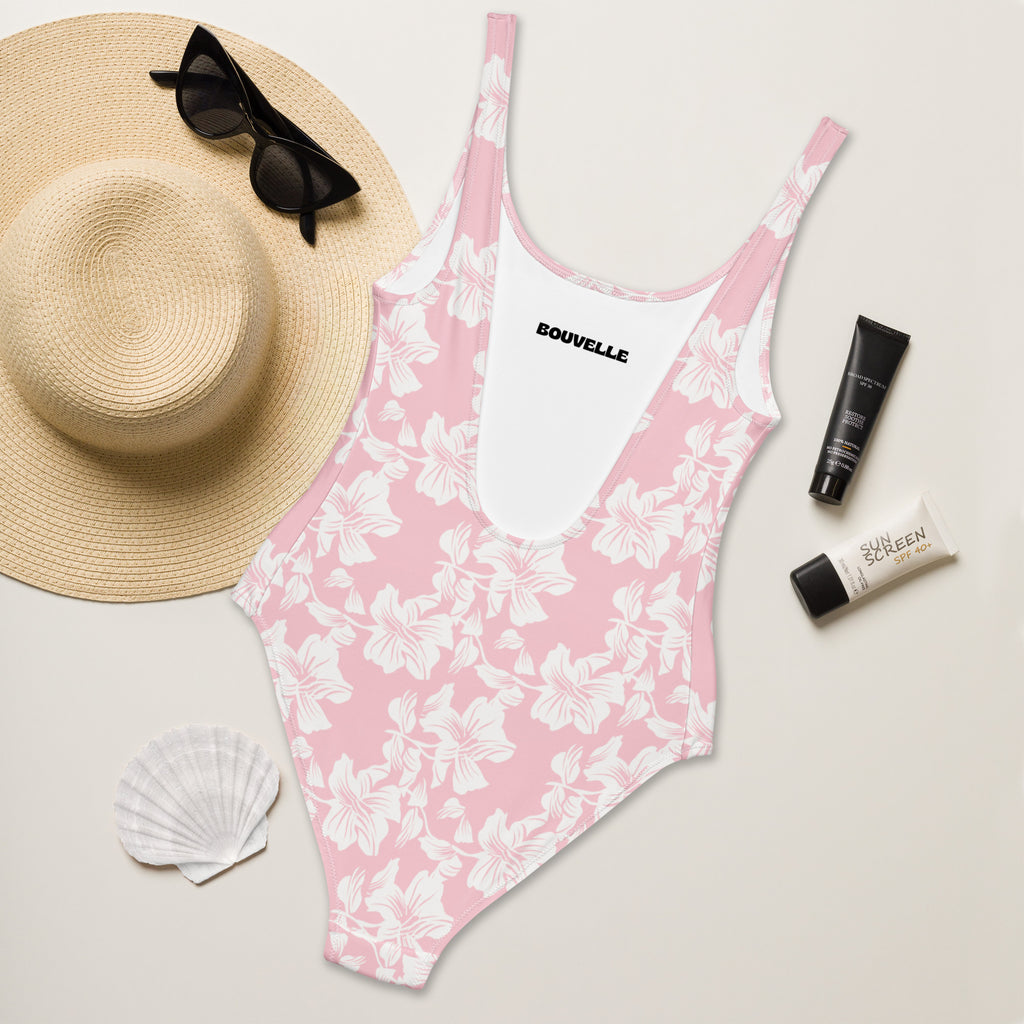 Women's Pink Tropical Floral Buttery Soft Swimsuit With UPF 50+