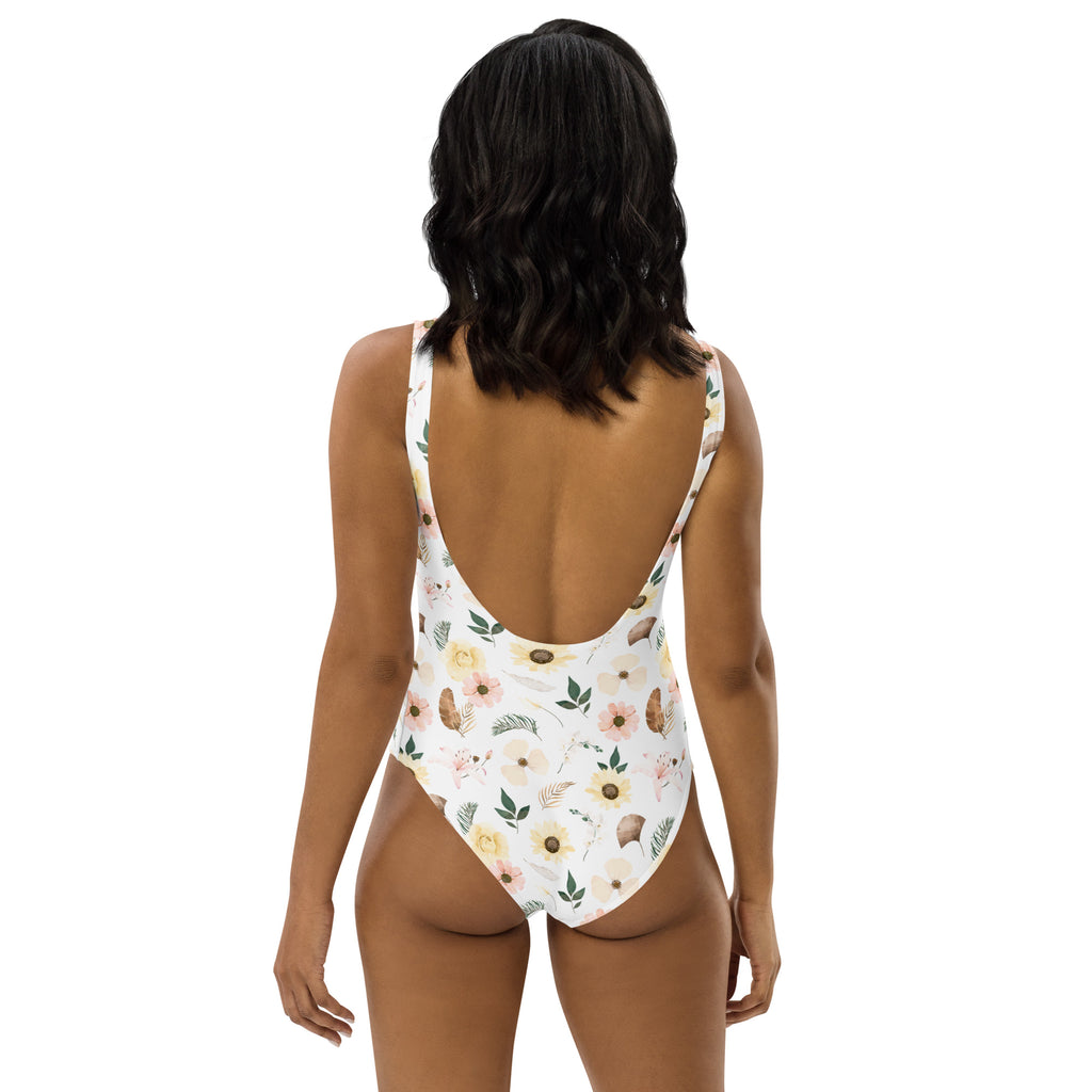 Women's Soft Boho Flower & Feathers Buttery Soft Swimsuit With UPF 50+