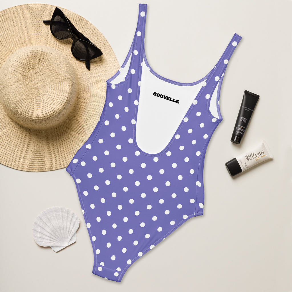 Women's Purple Polka Dot Buttery Soft Swimsuit With UPF 50+