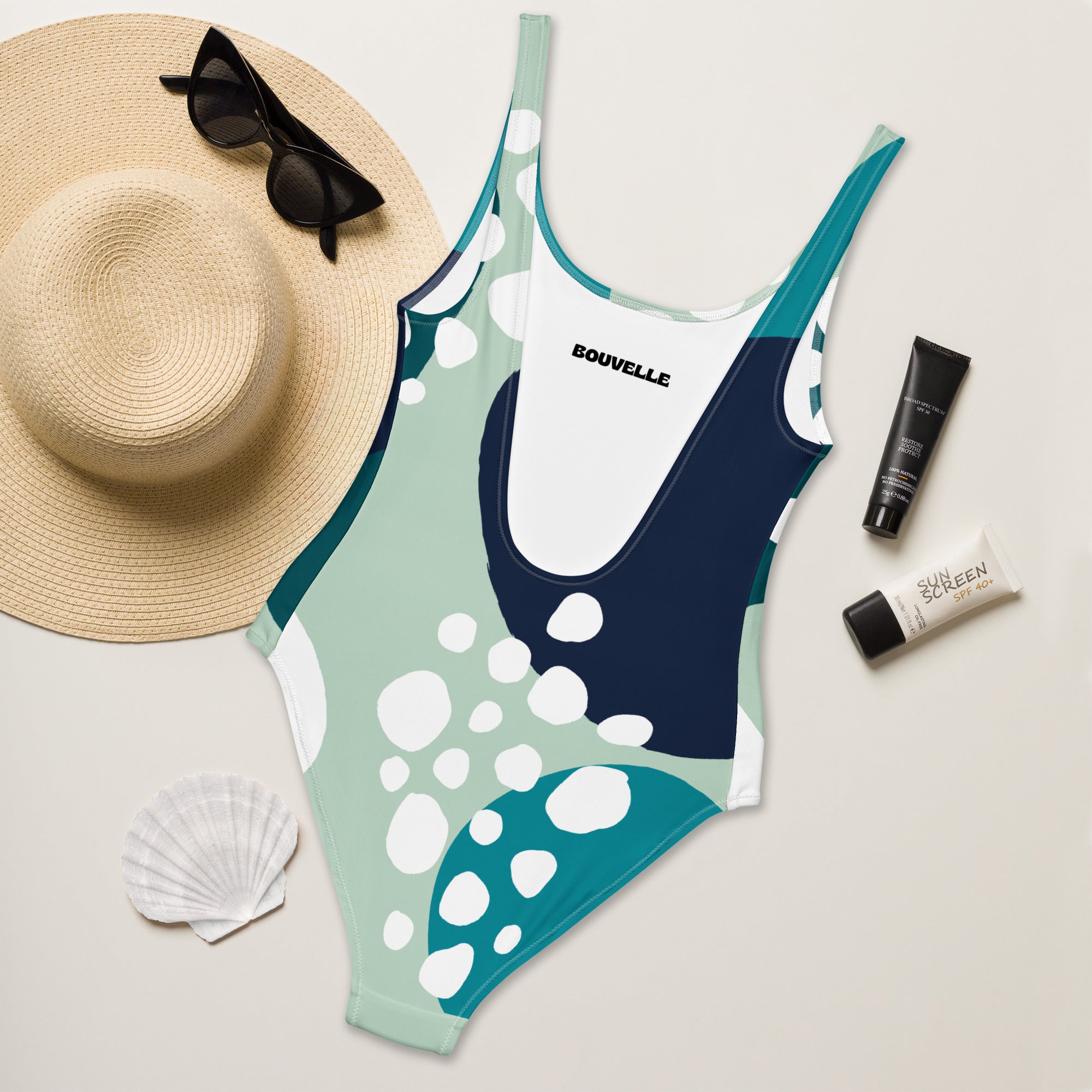 Women's Abstract Coastal Buttery Soft Swimsuit With UPF 50+