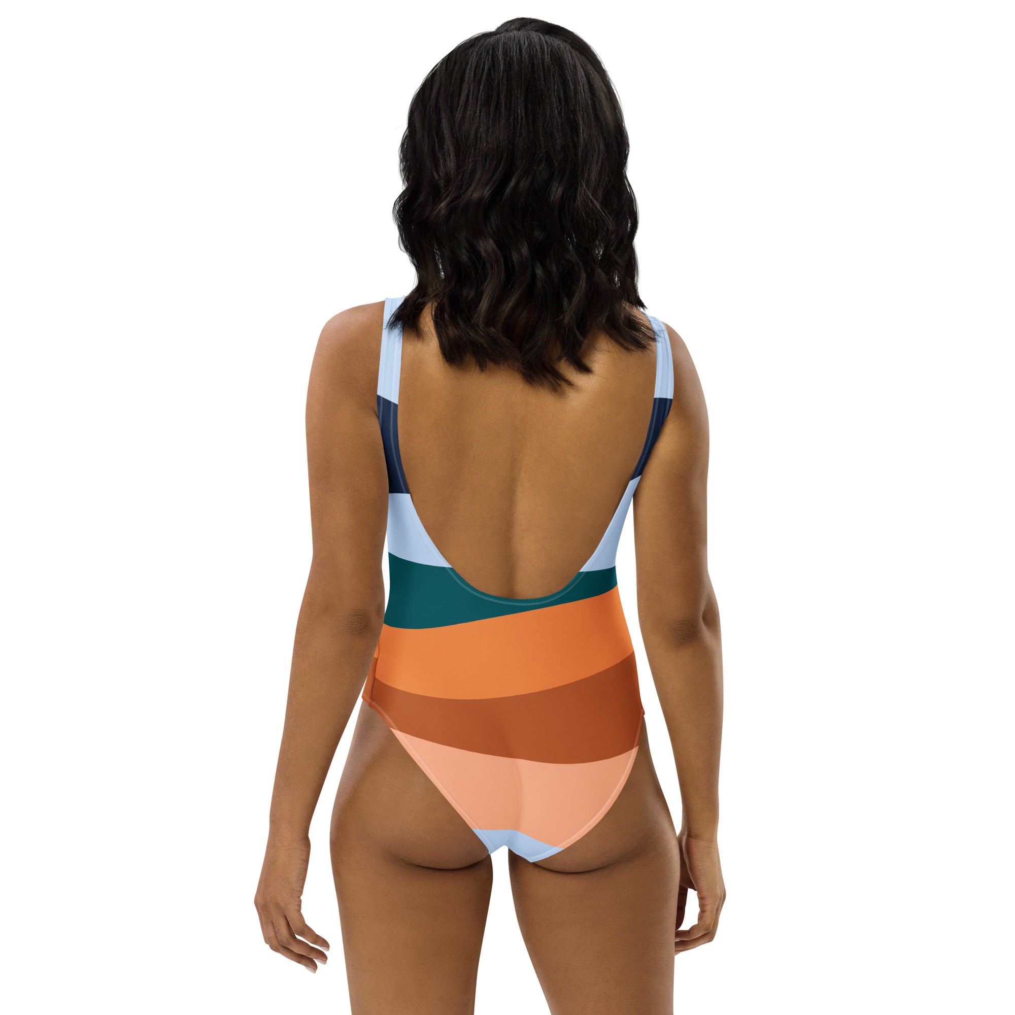 Women's Retro Coastal Stripe Buttery Soft Swimsuit With UPF 50+