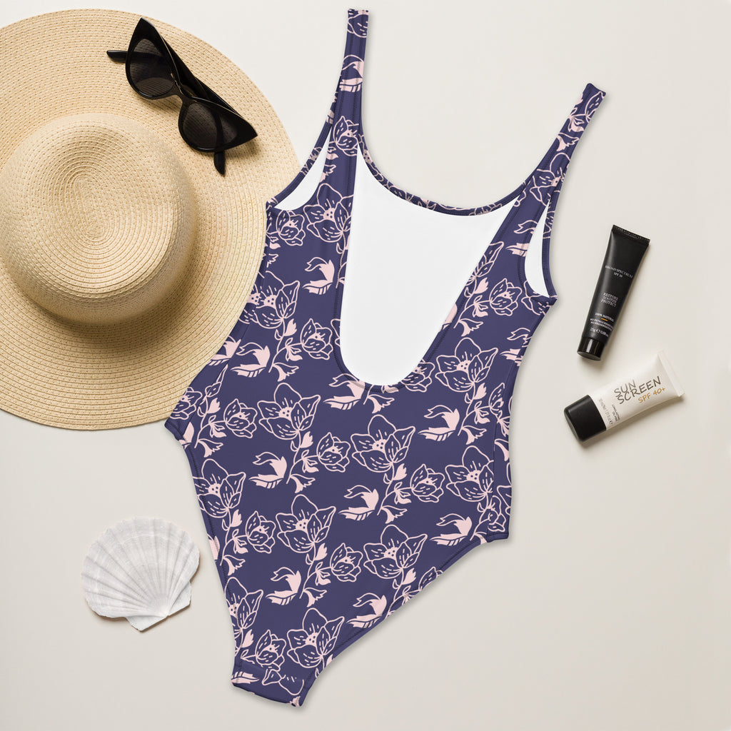 Women's Lavender Floral Buttery Soft Swimsuit With UPF 50+