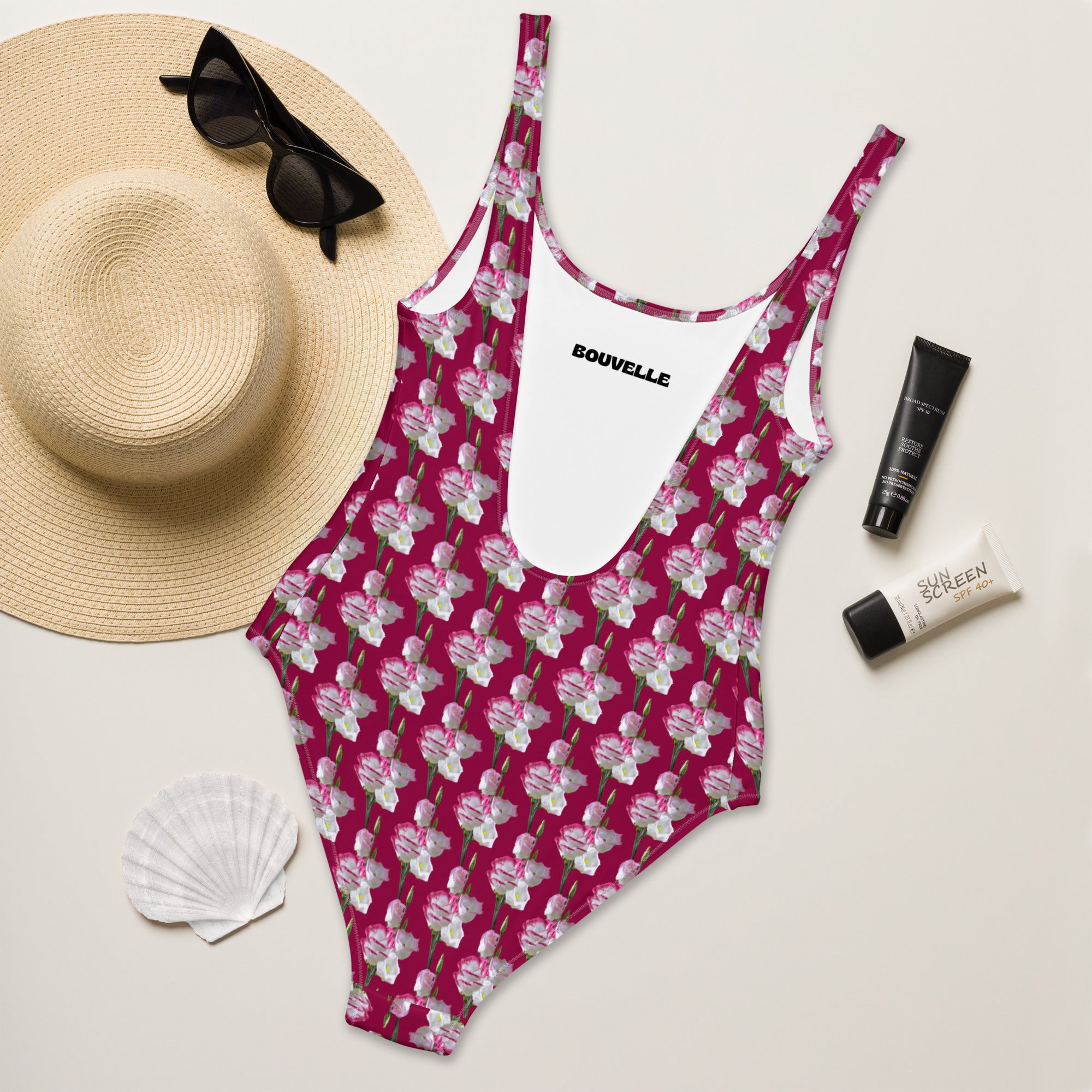 Women's Maroon Tulip Buttery Soft Swimsuit With UPF 50+