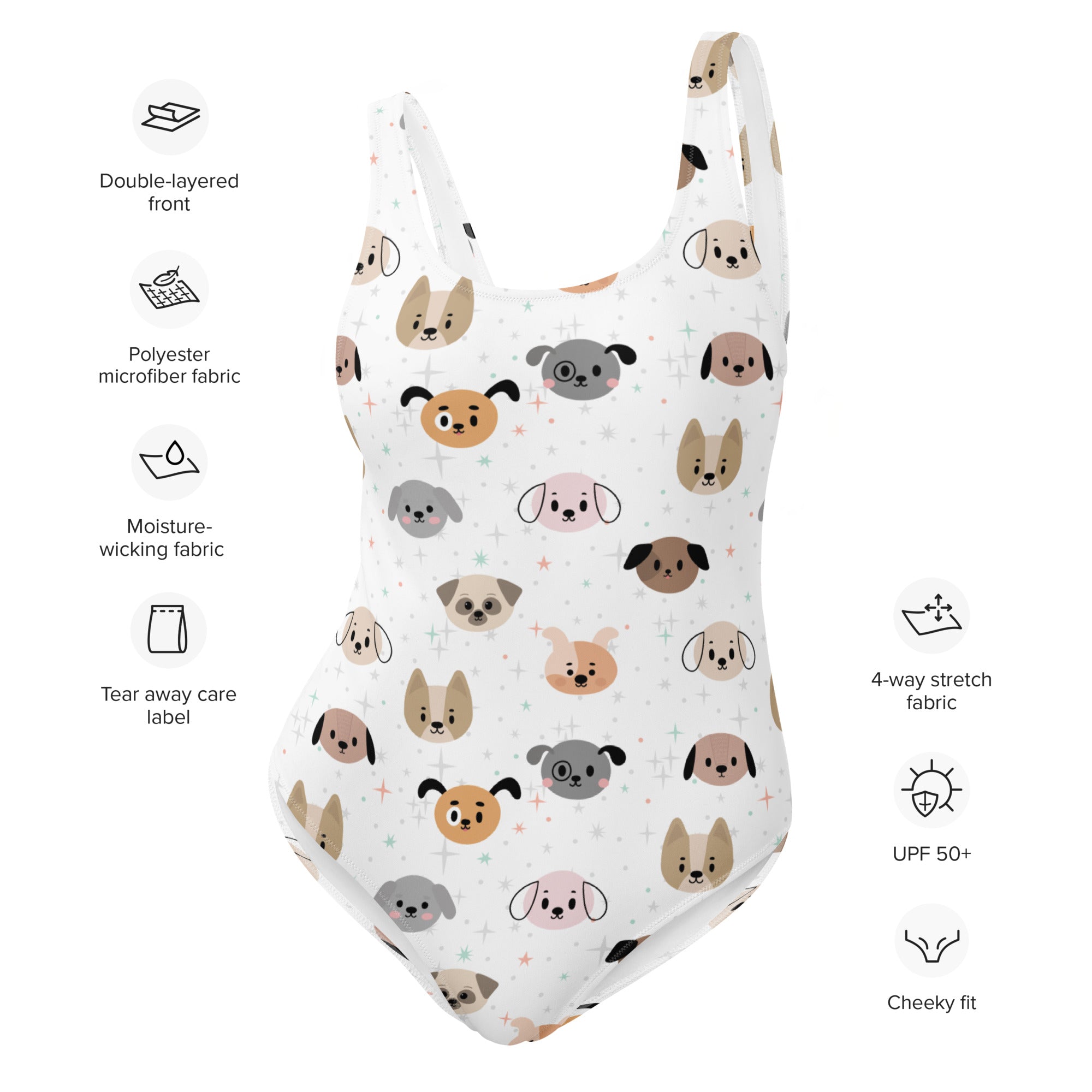 Women's Dog Face Buttery Soft Swimsuit With UPF 50+