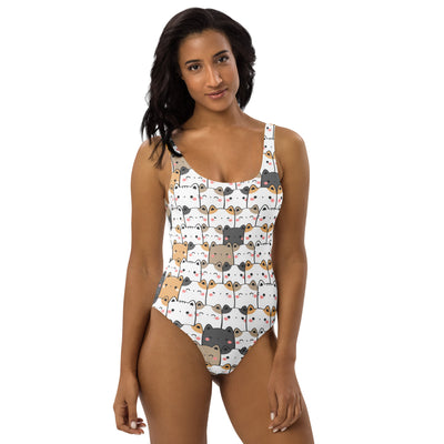 Women's Kawaii Cat Pattern Buttery Soft Swimsuit With UPF 50+