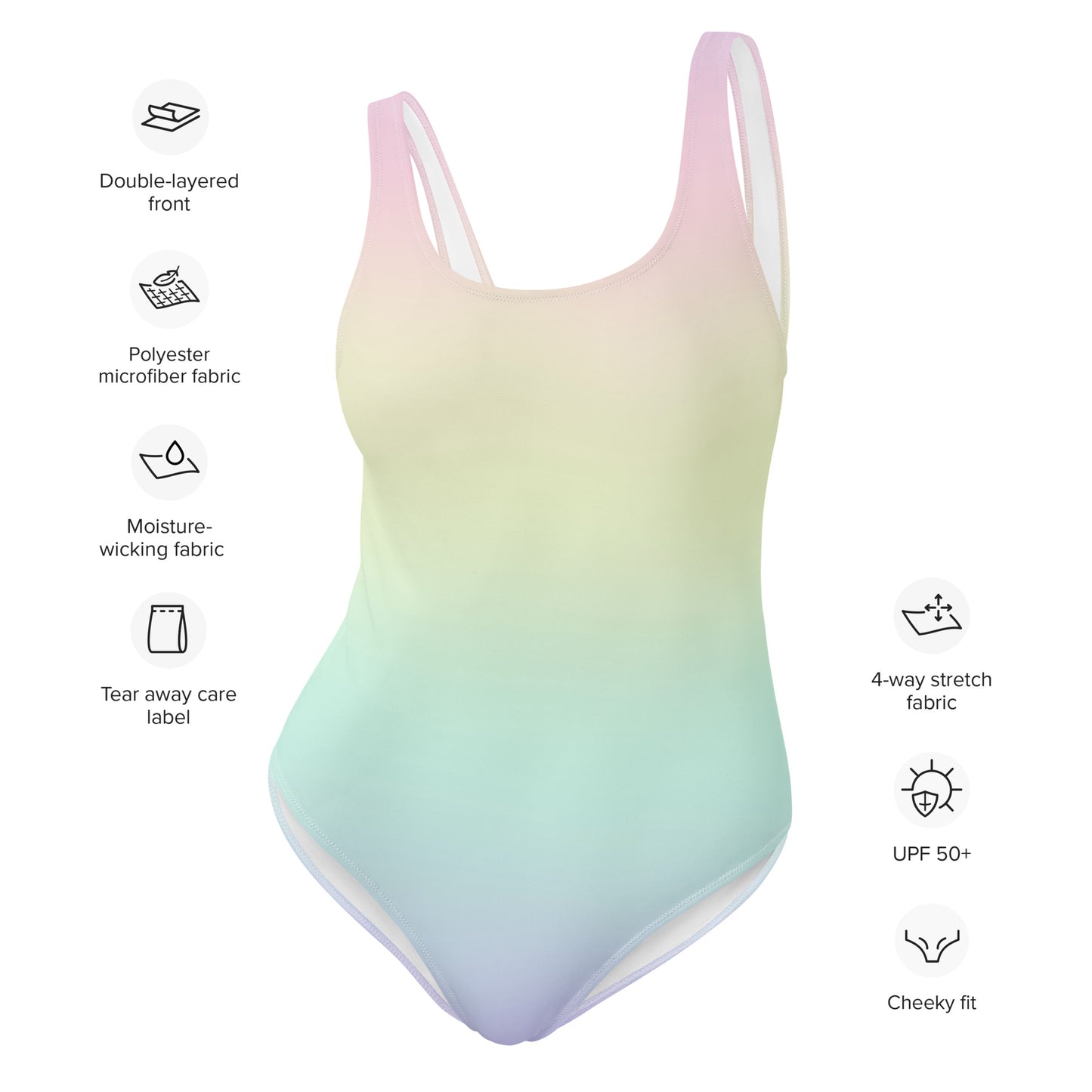 Women's Pastel Rainbow Buttery Soft Swimsuit With UPF 50+