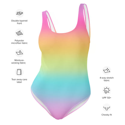 Women's Bright Rainbow Buttery Soft Swimsuit With UPF 50+