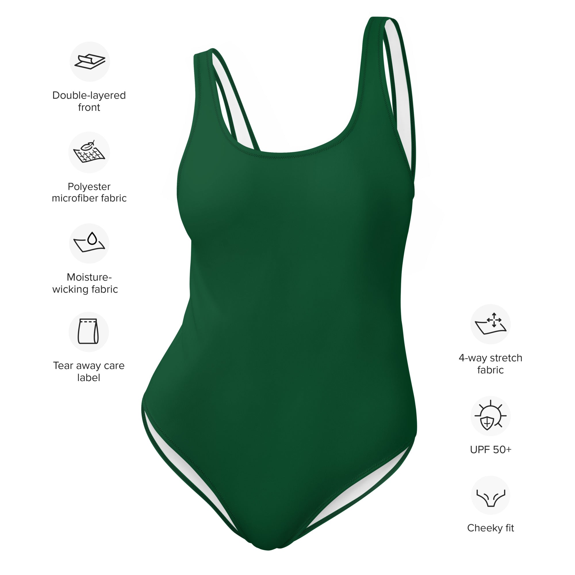 Women's Dark Green Buttery Soft Swimsuit With UPF 50+