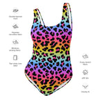 Women's Rainbow Leopard Buttery Soft Swimsuit With UPF 50+