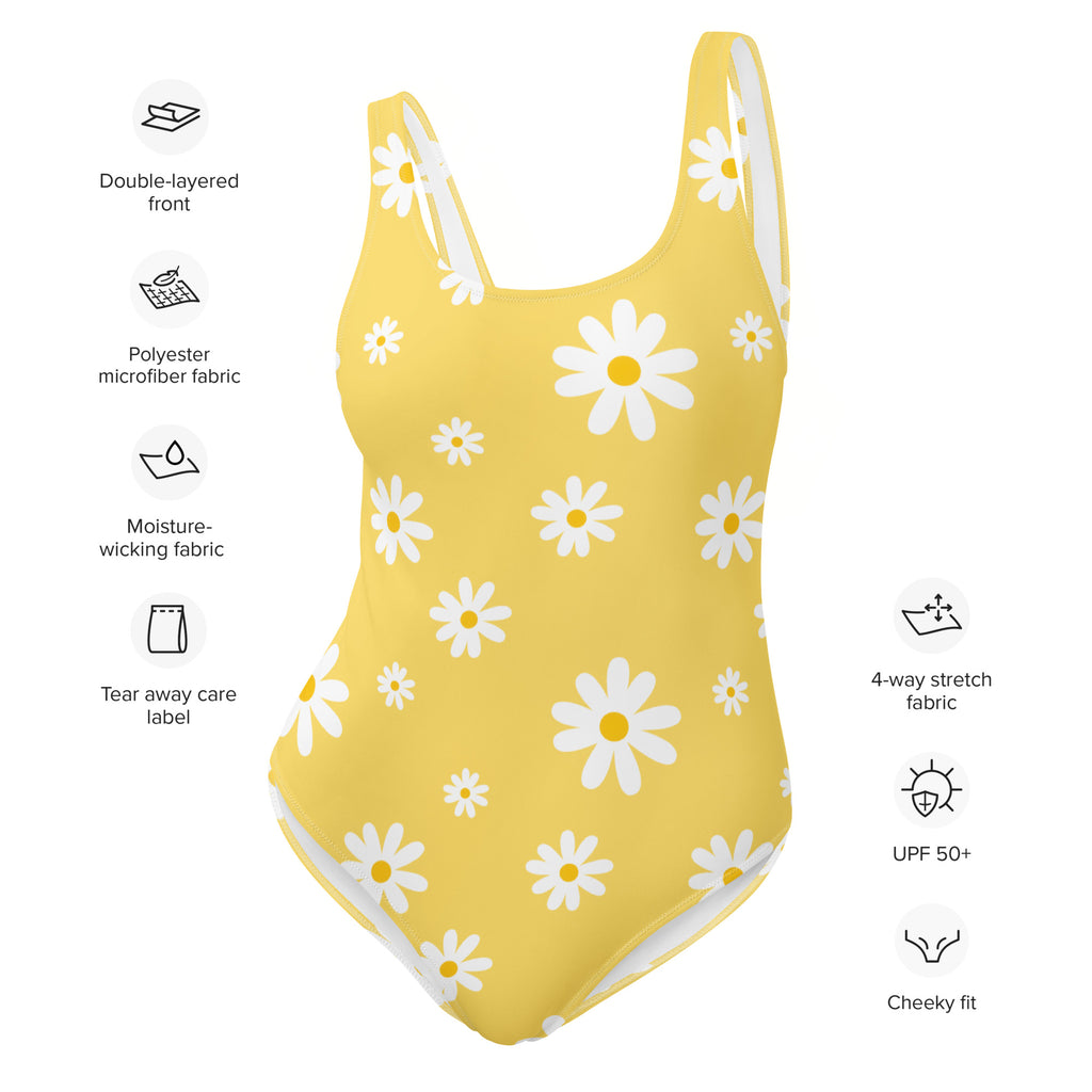 Women's Yellow Daisy Buttery Soft Swimsuit With UPF 50+