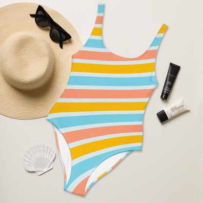 Women's Retro Striped Buttery Soft Swimsuit With UPF 50+