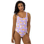 Women's Purple Corgi Dog Buttery Soft Swimsuit With UPF 50+