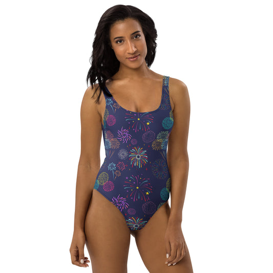 Women's Colorful Fireworks Buttery Soft Swimsuit With UPF 50+