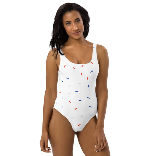 Women's Patriotic Confetti Buttery Soft Swimsuit With UPF 50+