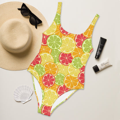Women's Citrus Fruit Slices Buttery Soft Swimsuit With UPF 50+