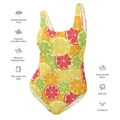 Women's Citrus Fruit Slices Buttery Soft Swimsuit With UPF 50+