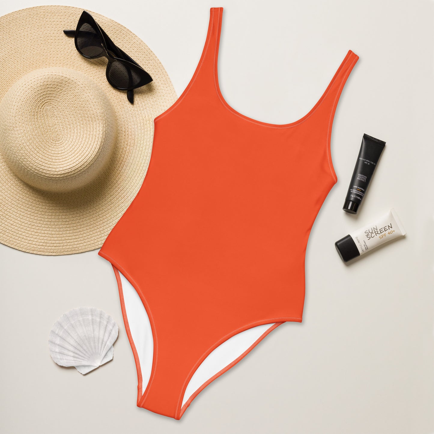Women's Orange Buttery Soft Swimsuit With UPF 50+