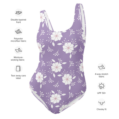 Women's Purple Floral Buttery Soft Swimsuit With UPF 50+