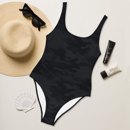 Women's Black Camo Buttery Soft Swimsuit With UPF 50+