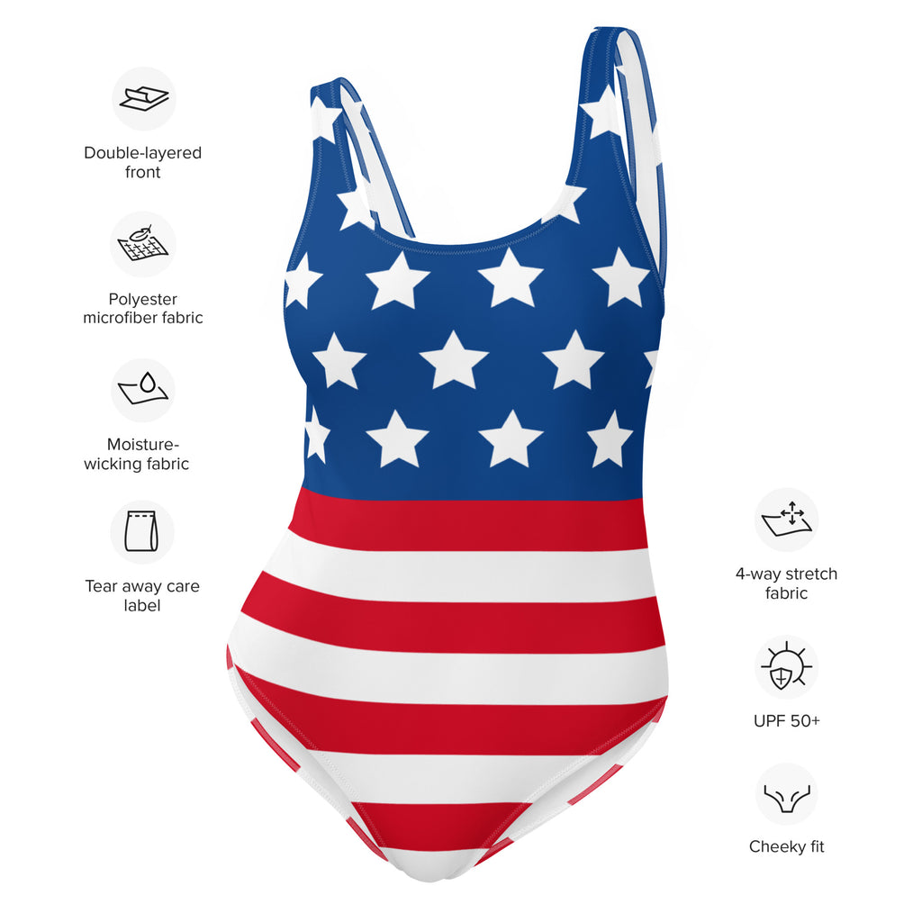 Women's Patriotic USA Flag Buttery Soft Swimsuit With UPF 50+